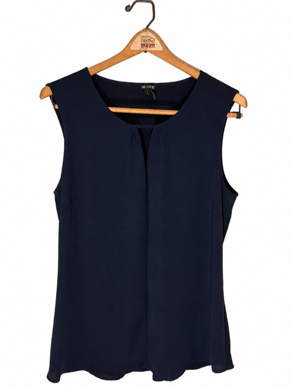 Nic+Zoe Womens Navy Sleeveless Blouse Casual Relaxed L